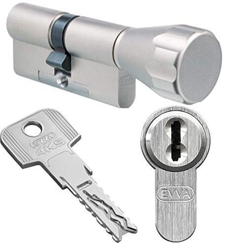 EVVA 4KS Knaufzylinder mit 3 Schlüssel, Länge (a/b) 36/K31mm (c=67mm) K=Knaufseite, mit speziellem Bohr-u. Ziehschutz KZS, modulare Bauweise SYMO