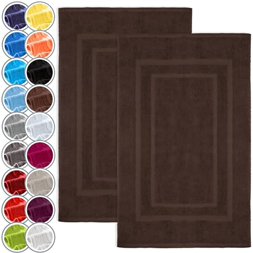 NatureMark 2er Pack Badvorleger | Premium Qualität | 100% Baumwolle | 50 x 80 cm | Duschvorleger Duschmatte Doppelpack | Farbe: Schoko braun