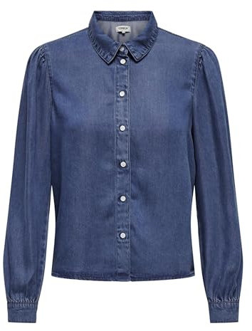 ONLY Dam Onlbillie Denim Life DNM skjorta Qyt blus, Mellanblå denim, S