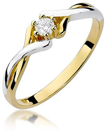 Damen Solitär Versprechen Ring Verlobungsring Antragsring 585 14k Gold Gelbgold natürlicher echt Diamant Brillanten