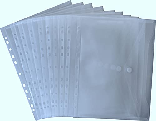 Dokumententaschen A4 quer PP transparent EURO‑Lochung Klett 10Stk | A4‑Quer‑Mappe aus 180 my PP, transparent, mit EURO‑Lochung, Klappe & Klett – für bis zu 50 Blatt