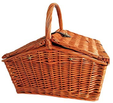 Picknickkorb mit großer Kapazität im Freien Pastoralen Stil Handgewebte Rattan Deckel Picknickkörbe Korb Kühltasche Antike Reise Camping Shopping Lagerung Geschenk Körbe Picknickkörbe Set Geschenk für