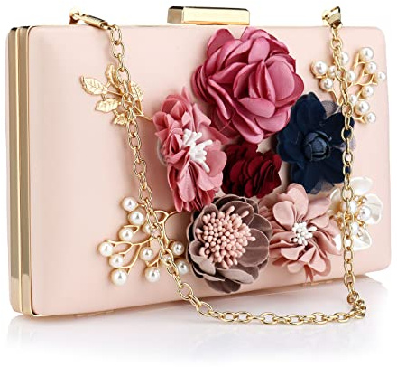 Floral Evening Bag for Women, Flower Evening Clutch Purse Elegant Banquet Handbag Lady Party Wedding Banquet Bag