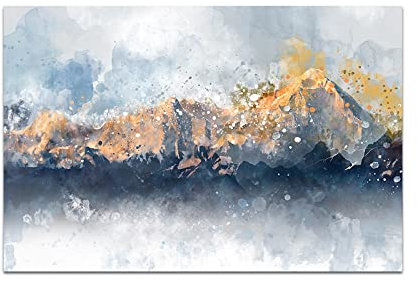 OCEANGOD Wandkunstbild Moderne abstrakte Landschaft Goldberg Große Größe Kunstleinwand Gemälde Poster Drucke Heimdekoration 60x80cm Rahmenlos