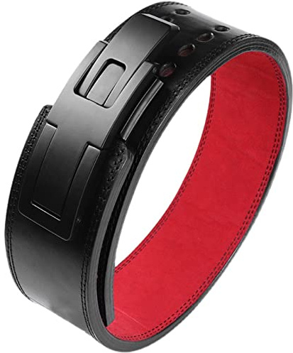 RPixc Cintura per Sollevamento Pesi da Uomo Squat Deadlift Supporto per La Vita in Pelle Powerlifting Leva Fibbia Supporto per La Schiena Regolabile Cintura per Pesi (Color : Black, S : 80-95cm)…