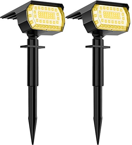 WELALO 57 LED Solar Landscape Spotlights, 2-in-1 Waterproof Solar Powered Garden Lights, 3000K 3 Brightness Modes Solar Spot Lights Outdoor for Garden Tree Wall Yard Pathway (Warm White, 2 Pack)