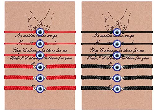 Adramata 12 Pièces Mauvais Œil Bracelets Réglables Tressé pour Femme et Homme - Noir et Rouge Turc Bracelet Porte Bonheur Bijoux pour Femmes et Filles