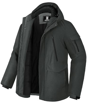 Pioneer Camp Abrigo Hombre Invierno Forro Polar con Cálido Chaquetas Parka con Capucha Impermeable Gris Moteado M