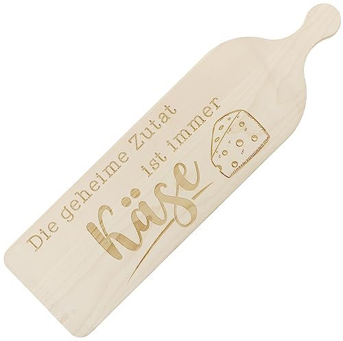 Spruchreif Planche à découper XXL en bois avec gravure « Die geheim Zutat ist... » | Plateau de service en bois | Planche en bois avec poignée