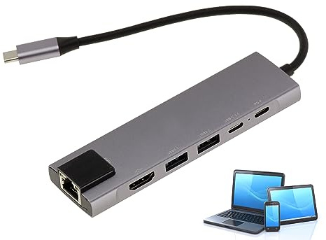 KALEA-INFORMATIQUE Adaptador LAN Gigabit RJ45 de Aluminio USB C a HDMI y concentrador USB C Power Delivery para Ordenador o Smartphone