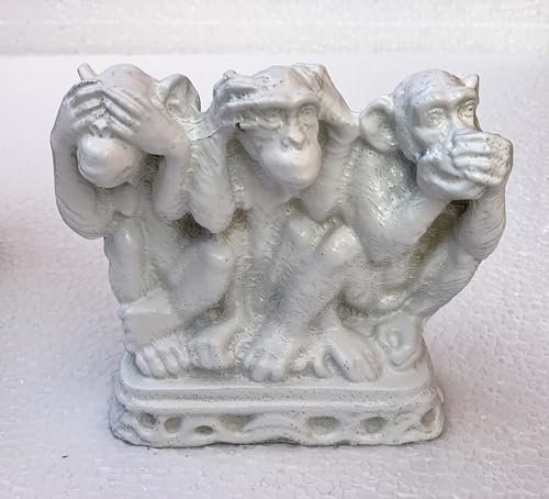 Generisch 3 Weisen Affen Nichts sehen hören Sagen Glücksbringer Skulptur Figuren DREI Weisen Affen Tiefiguren Weinachten Deko (Weiß)