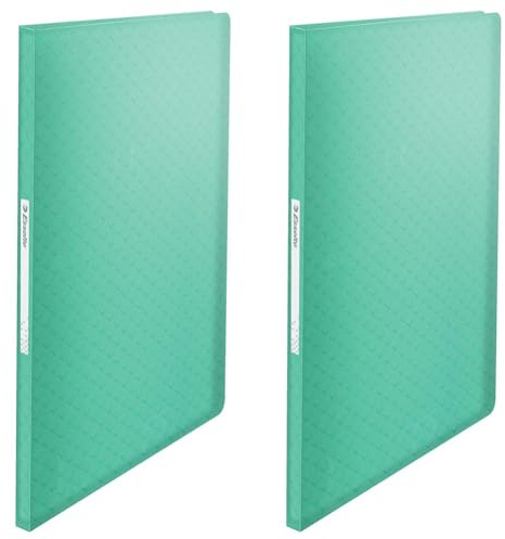 Leitz Esselte A4-Sichtbuch mit 60 Einsteckfächern, für 120 Blatt, zum Präsentieren, Aufbewahren oder zur Schreibtischorganisation, mit Prägemuster, Colour'Breeze Serie, Grün, 626233 (Packung mit 2)