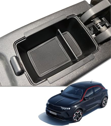 MEDZUK Kompatibel mit Opel Corsa F | Corsa-e 2019-2024 2025 Auto Mittelkonsole Aufbewahrungsbox Armlehnen Tray Center Console Organizer Handschuhfach Zubehör (Schwarz)