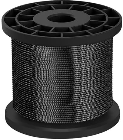 JXUFGYES Stahlseil 328'Durchmesser 1/16-1/4 Schwarz 7x7 Stränge 304 Edelstahl Für Terrassendielen Und Outdoor-Projekte (Color : 3/16in(5mm), Size : 328FT)