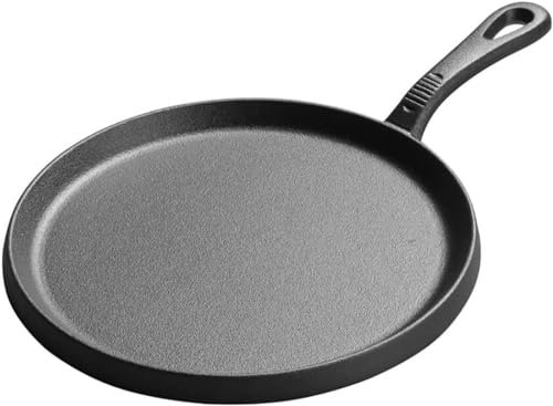 CTCOIJRN Plaque de Cuisson Ronde en Fonte pré-assaisonnée, poêle à crêpes, Plat de Barbecue