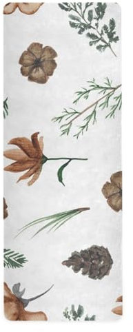 Yogamatte mit Vintage-Blumenmuster, ungiftig, bedruckt, Naturkautschuk, rutschfest, 180 x 66 cm, Weiß