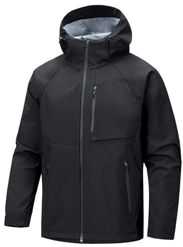 Warehouse Deals Angebote Winterjacke Herren Regenkombi Regenjacke Herren Wasserdicht 10000mm Wassersäule Schutzjacken Parka Jacke Herren Winter Feuerwehr Jacke Regenjacke Herren(#A Black,XL)