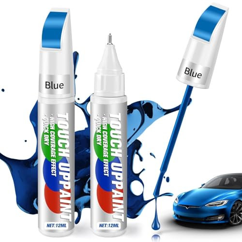 Penriter 2 Pièces Stylo Retouche Peinture Bleu 24Ml, Retouche Peinture Voiture, Stylo Retouche Voiture Carrosserie, Stylo Réparation des Rayures Auto De Peinture, Solution Rapide pour Carrosserie