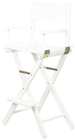 Tragbarer, faltbarer Make-up-Regiestuhl mit Teleskop-Hochfuß-Design für den Außenbereich (weiß)