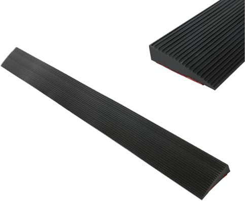Inscrip Türschwellenrampe, 90 cm Länge Rampe Saugroboter, Selbstklebende Schwellenrampe, Rampe Türschwelle, Gummi Türschwellen Leiste, für Rollstühle, Rollatoren, Elektroroller (Schwarz, 80 * 10mm)