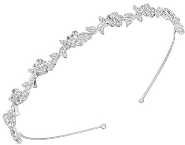 Hochzeit Braut Haarreifen, Kristall Hochzeit Stirnband Strass, Silber Hochzeit Haarbander, Kristall Braut Blume Verlässt Krone Stirnband Tiara Kopfschmuck, für Frauen, Mädchen, Hochzeit, Parteien