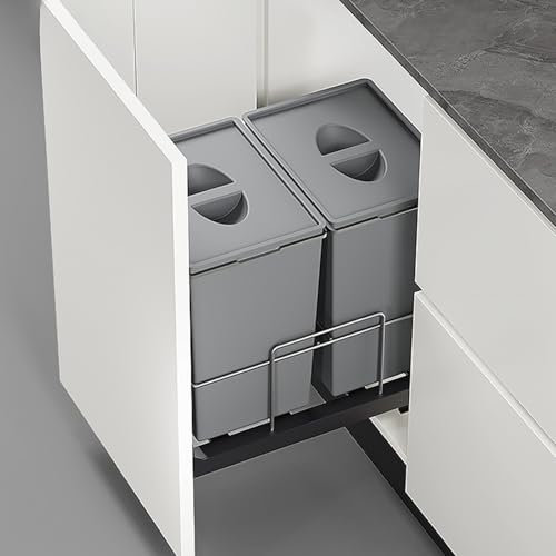 SanzIa Cubo de Basura Extraíble Bajo Mueble Cubo de Basura Bajo Encimera para Cocina, Bajo Fregadero, Requiere Una Apertura Mínima de 12« de Ancho por 20» de Fondo. D