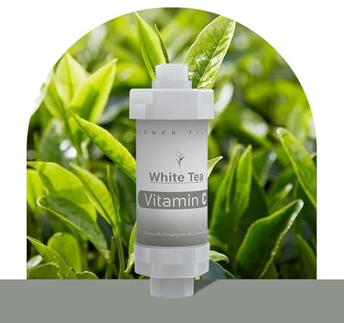 Filtro doccia filtro doccia filtro acqua doccia per acqua dura rimozione di fluoro e cloro pulizia della pelle, vitamina C, acqua morbida e senza germi, filtro anticalcare tè bianco