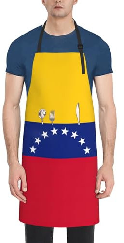 VPPUR Arbeitsschürze mit Venezuela-Flagge, 71 x 83 cm, wasserdicht, für Erwachsene, stilvoll, funktional, Malschürze, Schwarz, Einheitsgröße