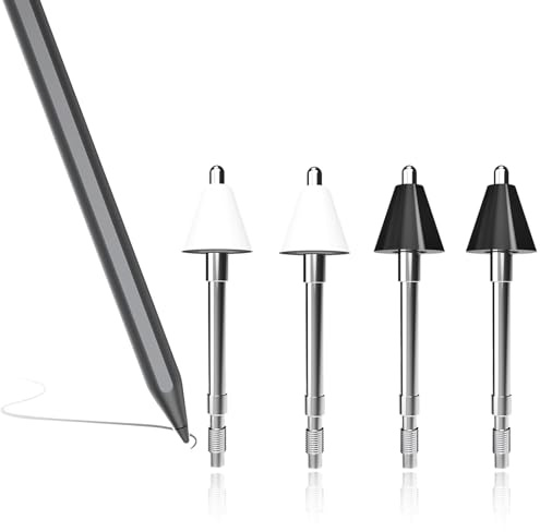 BLOGLOER 4 Stück Originale Ersatzspitzen für Lenovo Tab Pen Plus, Ersatzstiftspitzen, Stift Stylus Spitze Berühren Tips Nibs, Halber Transparenter Metallkern, Präzise Kontrolle, Bildschirmfreundlich