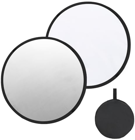 PATIKIL 31/80cm Reflektor Fotografie 2 Stück 2 in 1 Zusammenklappbarer Lichtreflektor Mit Tasche Multischeiben Lichtdiffusor Für Studio Outdoor Silber/Weiß