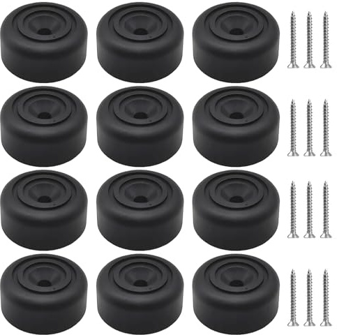 12 Stück Schwarz Möbelfüße - Rund Möbelfüsse Durchmesser 33 x hoch 13 mm mit 12 Schrauben Schrank Füße halten Sie die Möbel im Gleichgewicht Kunststoff Füße für Sofa Füße für Schrank Sofa, Stuhl