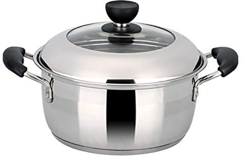 GXXINGIN Olla de Acero Inoxidable 304 para Sopa, Olla de cocción Lenta (18/20/22 cm), para 1-4 Personas, para Cocina de Gas/inducción (tamaño: 20 cm)