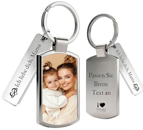 Personalisierter Foto Schlüsselanhänger Set Herz Bar Edelstahl Geschenk | Doppelseitige Bildgestaltung,stoßfest und rostfrei für den Alltag, für Paare, Haustierliebhaber und besondere Erinnerungen