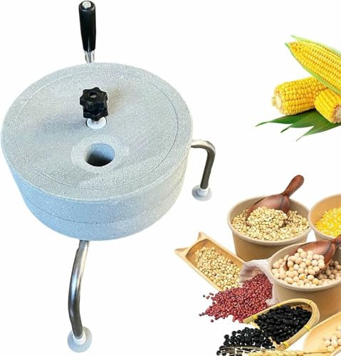 Natural Stone Mill Hand Food Grinder, Adjustable Dry Wet Grinder Paste Mill, Hand Powder Machine Pulverizer for Corn Rice Nutmeg Pepper Barley