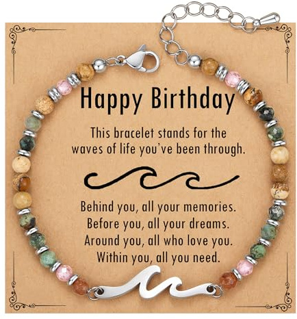 TONY & SANDY Birthday Gifts for Women, 30th 40th 50th 60th 70th 80th Birthday Gifts for Women Unique, Wave Bracelet, Happy Bday Presents for Her, Best Friend, Mom, Sister, Daughter, Wife
