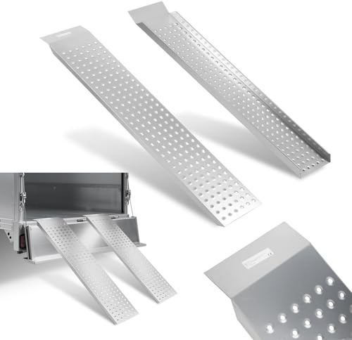Ikodm 135cm 2X Auffahrrampe Verladerampe, max. 400kg, Laderampe, Rampen für Anhänger, Auto Laderampe, Motorradrampe, Rampen Set 2 Stück