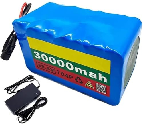 24V 30Ah Batería De Repuesto De PVC para Bicicleta Eléctrica,Resistente Al Agua De Iones De Litio,para Motor De Scooter Eléctrico De 350W 250W 200W,con BMS Integrado Y Cargador(XT60+DC)