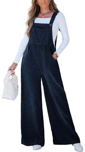 CUPSHE Tuta da donna in velluto a coste con scollo quadrato, gamba larga, senza maniche, salopette casual per autunno e inverno