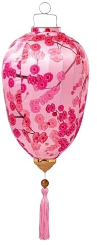 Linterna de flor de ciruelo china, linterna colgante de seda japonesa vietnamita, lámpara decorativa de flores for exteriores, for decoración de festivales, bodas y fiestas.(Rose,20 Inch)