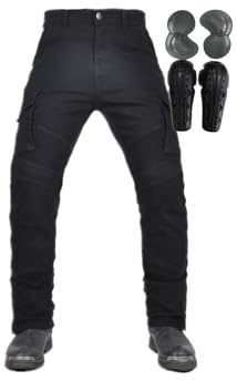 Herrmotorcykelbyxor (förlängda knäskydd) CE-bepansrade touringjeans, motocross-modell(Black,S)