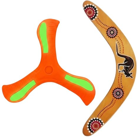 KbouZgxa 2 Stück Bumerang Set, Boomerang, Holz Und Gelb Boomerangs Für Erwachsene， Sportliches Rückkehrgerät Für Anfänger, Ideal Für Outdoor Spiele, Camping Und Familienaktivitäten