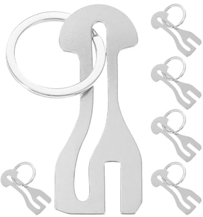 BESTonZON 6 Pièces Porte-clés Robuste et Résistant Déformation en Alliage de Zinc Argenté Jeton de Chariot pour Clés de Voiture et Paquet à Dos