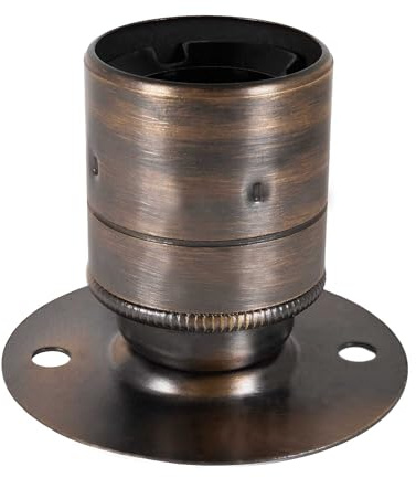 ElekTek ES E27 Edisongewinde Fester Sockel Lampenfassung mit Glattmantel Ideal zur Aufbaumontage von Vintage-Filament-Lampen Messing Antik Gebürstet