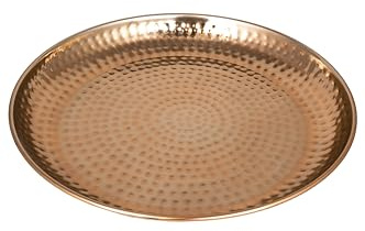 Bandeja oriental redonda hecha de metal Mia 40 cm Cobre - Bandeja de té marroquí en el color cobre - Decoración oriental en la mesa de servicio