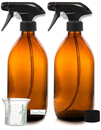 Nomara Organics 500ml Amber Glass Spray Bottles 2-Pack – Refillable UV Protecting Trigger Sprayers for Essential Oils, Eco-Friendly Cleaning Solutions, Plant Misting, DIY Beauty Blends, BPA-Free