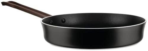 Alessi edo | PU113/24 B - Padella a Manico Lungo in Alluminio con Rivestimento Antiaderente, Manico in Acciaio Inox con Rivestimento in PVD, Marrone