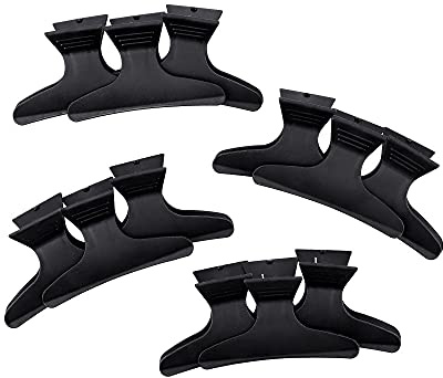 T4B LUSSONI 12 Teilig Haargreifer Klammer Clips Für Friseursalons, Schwarz