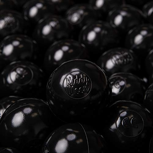 KiddyMoon 200 Ø 6 cm barnbollar för bollbad, lekbollar, baby, plastbollar, tillverkade i EU, svart