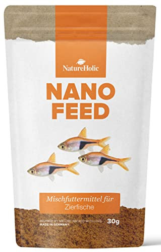 NatureHolic Nanofeed Softgranulat I Fischfutter Aquarium | Spezialfutter für Nanofische wie Salmler, Barben I für Gute Versorgung I schonende Herstellung I Made in Germany I 50ml