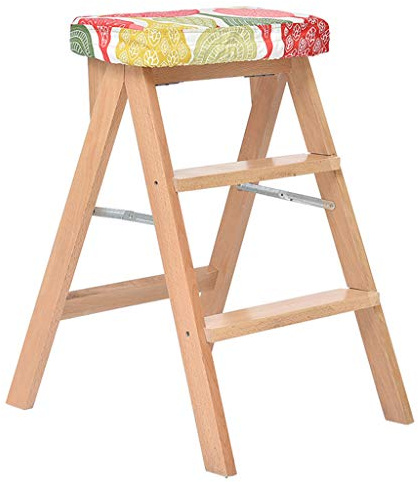 XWZJY Sgabello a 3 gradini | Scaletta Pieghevole | Fioriera | Moda Legno Massiccio Sedie Pieghevoli per Scale Stepladder Multifunzione per Soggiorno/Cucina/Balcone